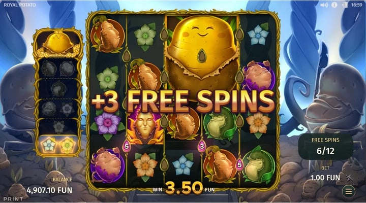Giros gratis adicionales en el juego Royal Potato de Relax